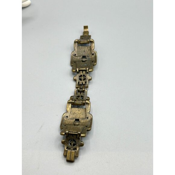 Heidi Daus Colorful Art Deco Style Bracelet Crystals Pave Wide Panel Links - Picture 5 of 9